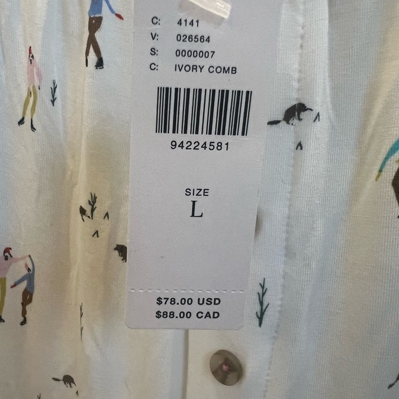 NWT new large Anthropologie briar pajama pants winter ice skate print white ski - Picture 5 of 17